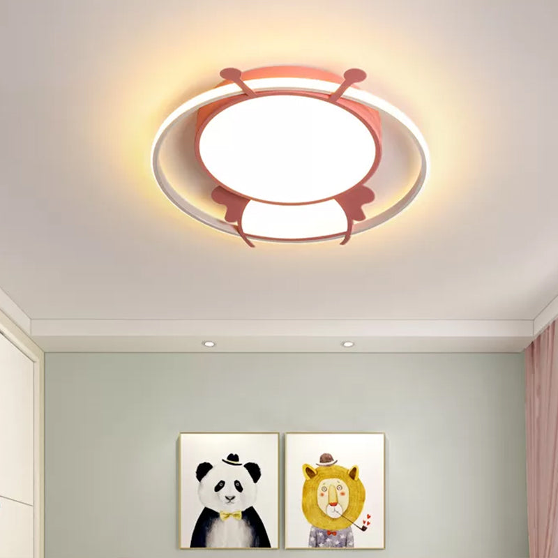 Modern Led Ceiling Lamp: Bee Design In Pink/Blue For Bedroom Pink