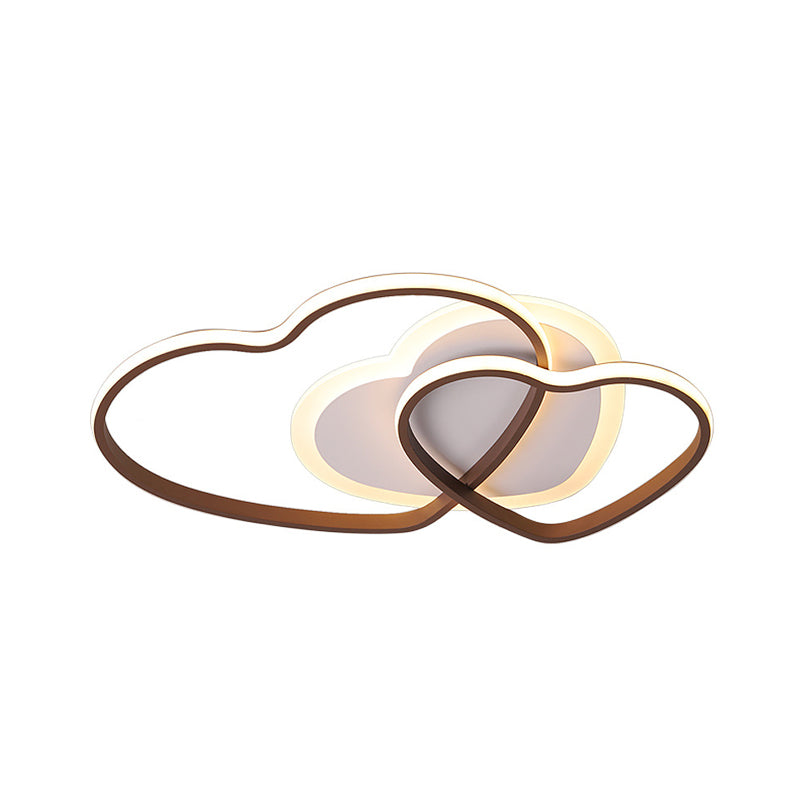Cartoon Led Heart Design Flush Mount Lamp With Coffee Finish