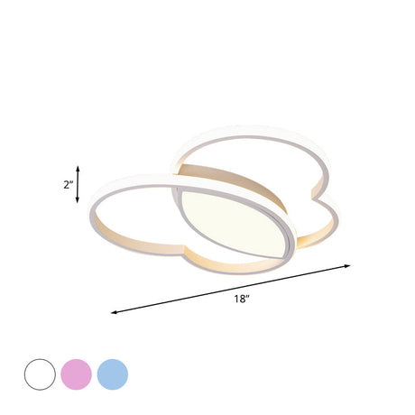 Loving Heart Led Flush Mount Ceiling Light Fixture - Nordic Style For Nursery (White/Pink/Blue)