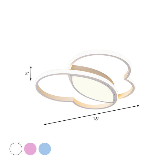 Loving Heart Led Flush Mount Ceiling Light Fixture - Nordic Style For Nursery (White/Pink/Blue)