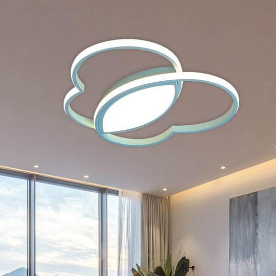 Loving Heart Led Flush Mount Ceiling Light Fixture - Nordic Style For Nursery (White/Pink/Blue) Blue