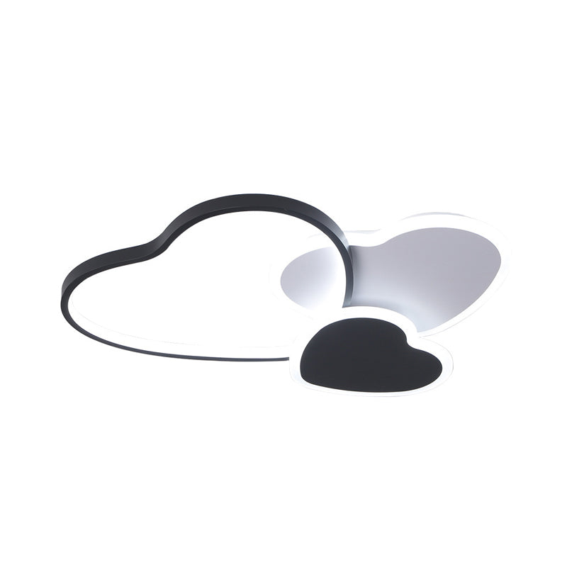 Modern Heart Design Black Ceiling Fixture: Acrylic Led Bedroom Flush Mount Spotlight - Warm/White