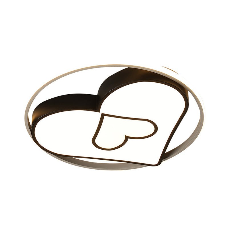 Modern Heart Design Led Flushmount Light - Black Ceiling Mounted Fixture