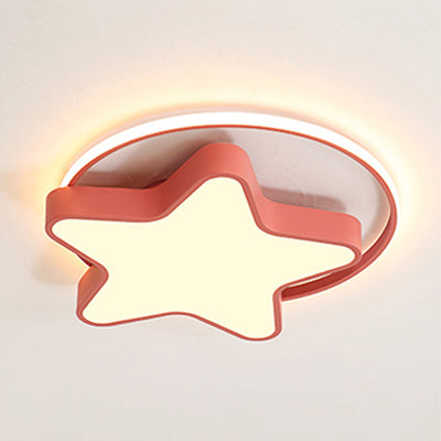 Nordic Star Led Flush Mount Ceiling Light With Acrylic Ring For Kid’s Room Pink / 18’ Warm