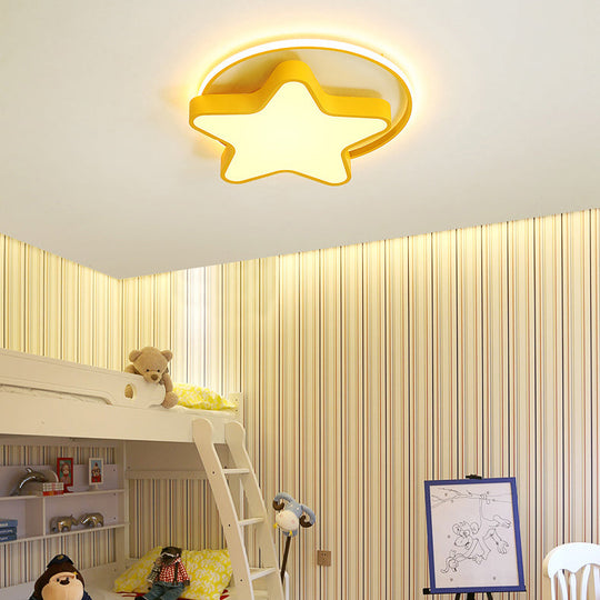 Nordic Star Led Flush Mount Ceiling Light With Acrylic Ring For Kids Room