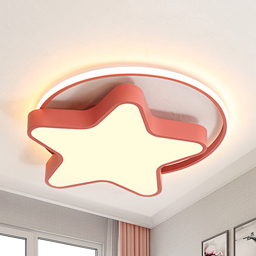 Nordic Star Led Flush Mount Ceiling Light With Acrylic Ring For Kid’s Room