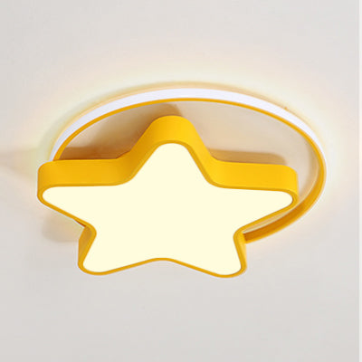 Nordic Star Led Flush Mount Ceiling Light With Acrylic Ring For Kid’s Room