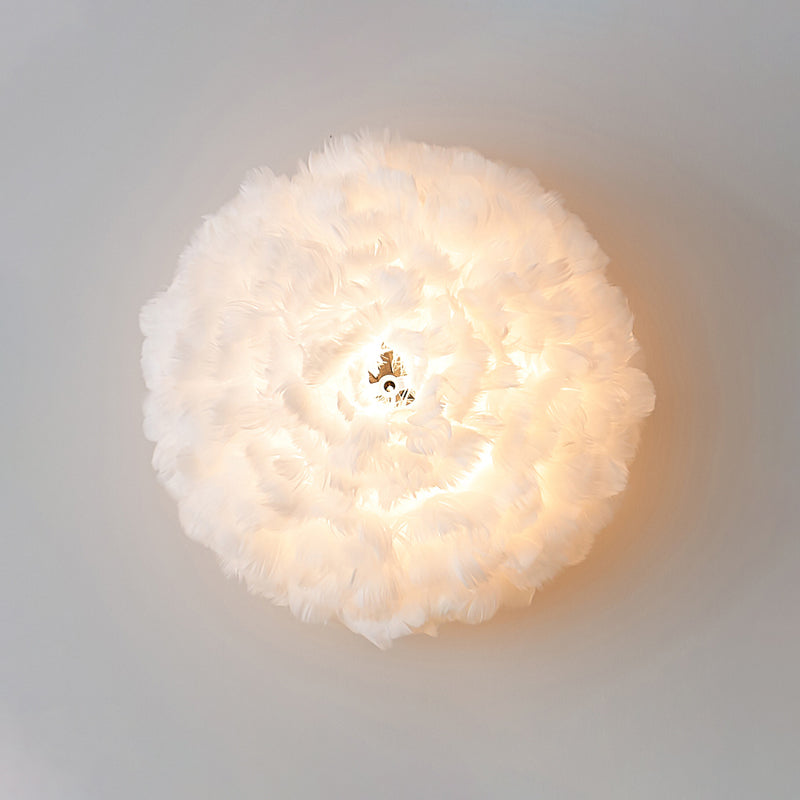 Modern Stylish Feather Wall Light - Blooming Grey/White Sconce Lighting For Sitting Room