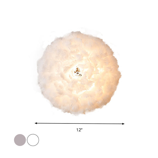 Modern Stylish Feather Wall Light - Blooming Grey/White Sconce Lighting For Sitting Room