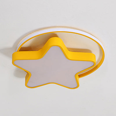 Nordic Star Led Flush Mount Ceiling Light With Acrylic Ring For Kids Room