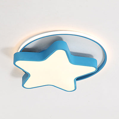 Nordic Star Led Flush Mount Ceiling Light With Acrylic Ring For Kid’s Room Blue / 18’ Warm