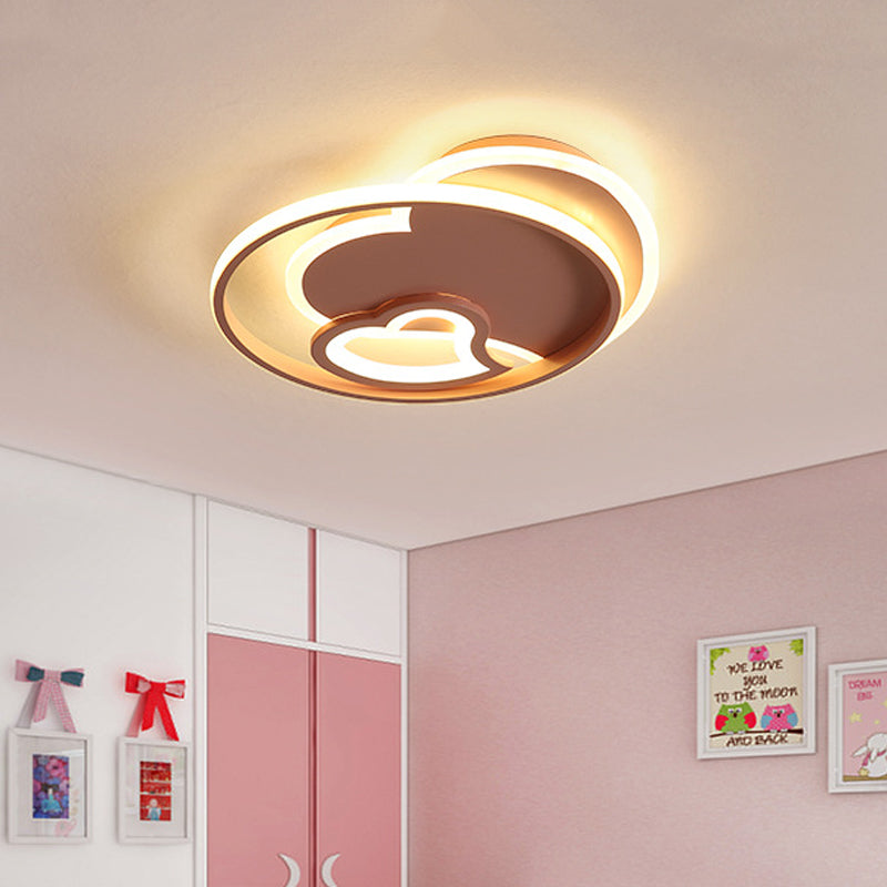 Modern Acrylic Heart Flushmount: White/Black/Pink Led Ceiling Fixture For Bedroom