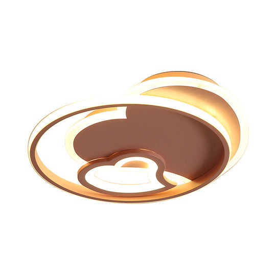 Modern Acrylic Heart Flushmount: White/Black/Pink Led Ceiling Fixture For Bedroom