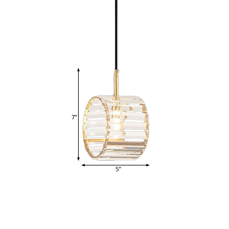 Mini Brass Wristband Pendulum Light With Crystal Prism – Stylish Dining Table Hanging Lamp Kit