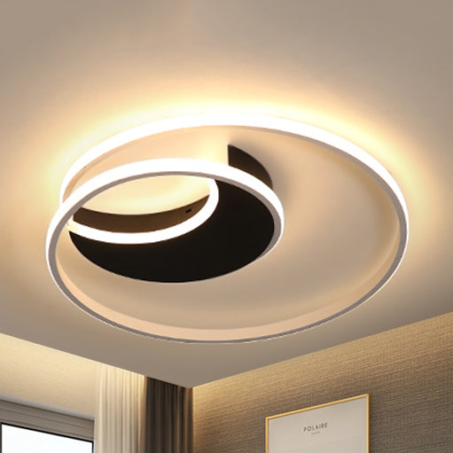 Contemporary Acrylic Crescent Led Flushmount Ceiling Light With Eye-Caring Ring For Bedroom
