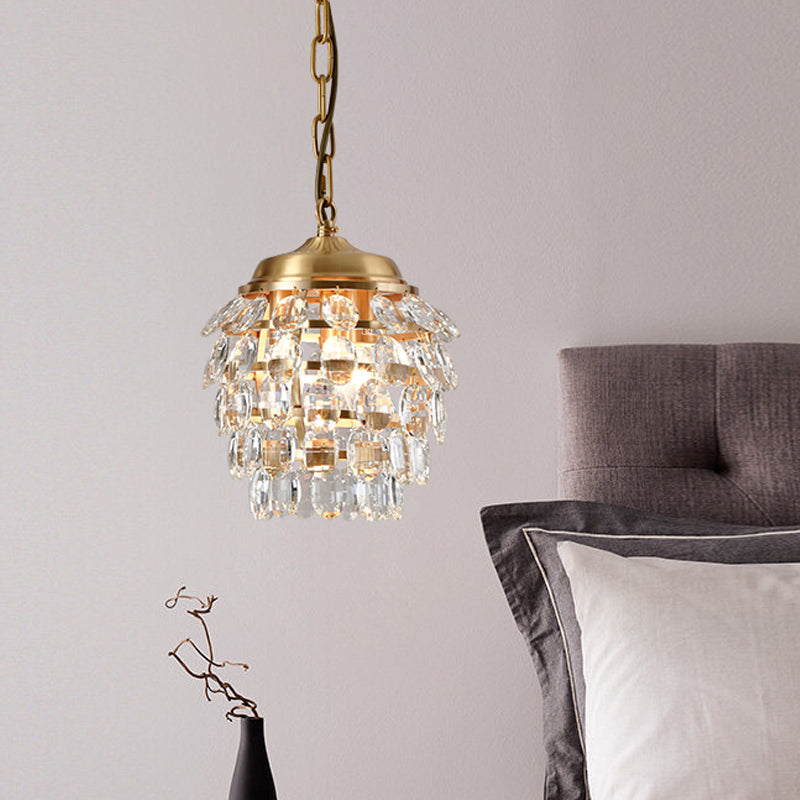 Minimalist 3-Light Brass Artichoke Chandelier With K9 Crystal Beads For Living Room Ceiling