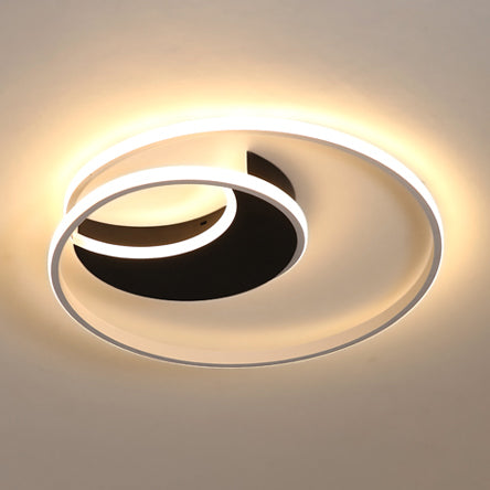 Contemporary Acrylic Crescent Led Flushmount Ceiling Light With Eye-Caring Ring For Bedroom White /
