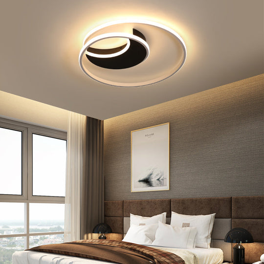 Contemporary Acrylic Crescent Led Flushmount Ceiling Light With Eye - Caring Ring For Bedroom