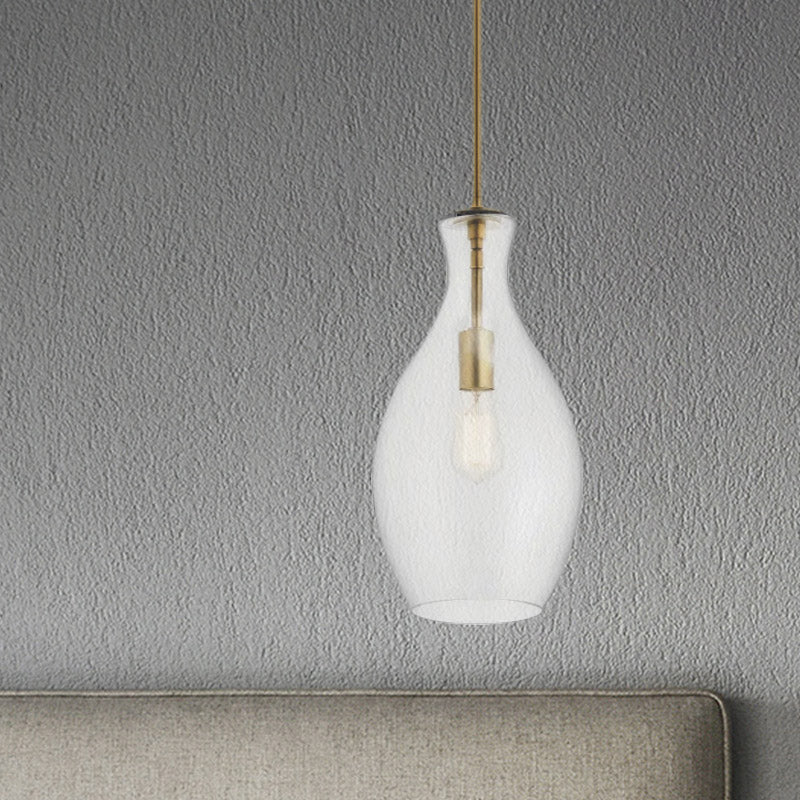 Gold Kitchen Pendant Light Fixture With Clear Glass Shade
