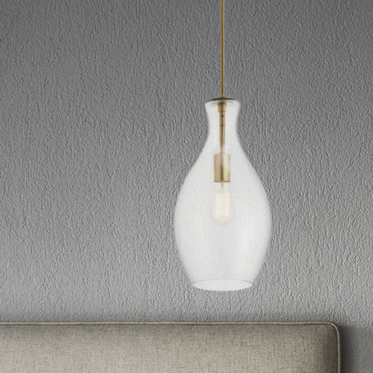Gold Kitchen Pendant Light Fixture With Clear Glass Shade