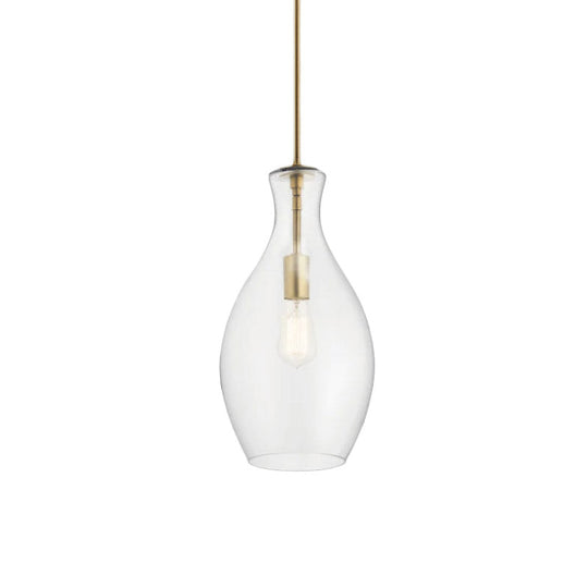 Gold Kitchen Pendant Light Fixture With Clear Glass Shade - Modern And Simple Design