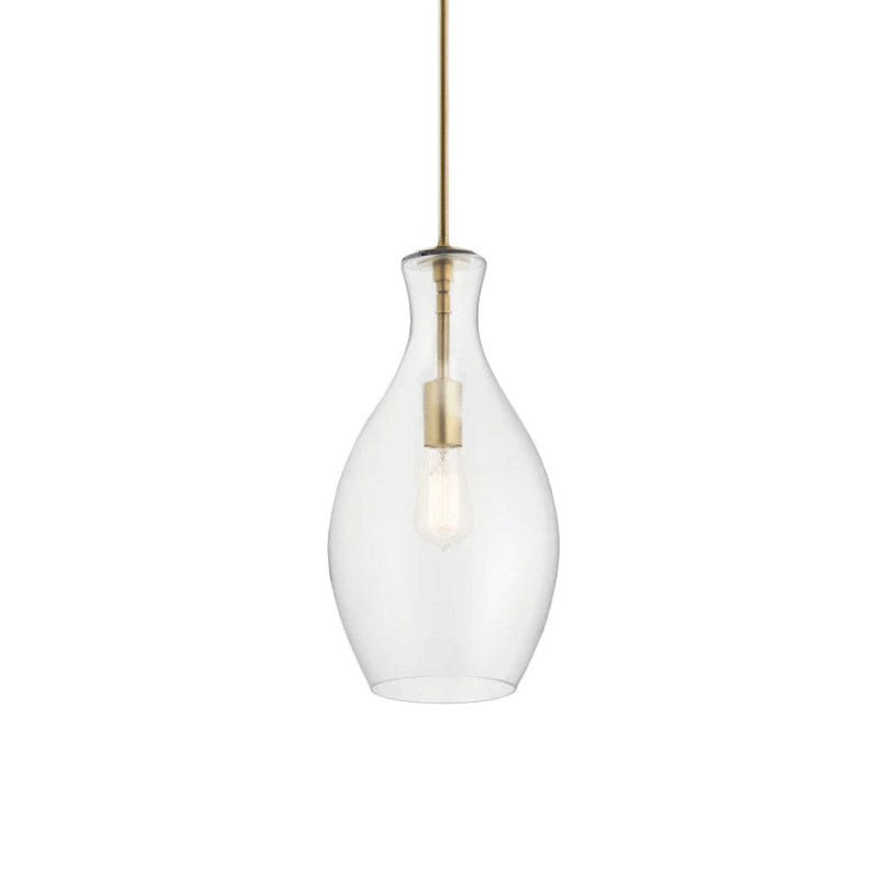 Gold Kitchen Pendant Light Fixture With Clear Glass Shade