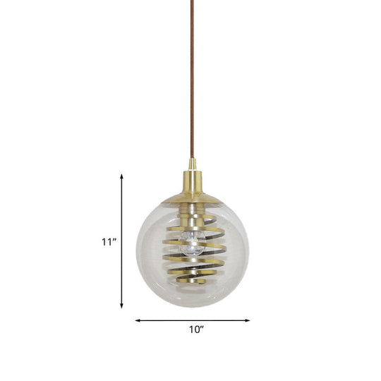 Modern Brass Bedroom Pendant Lamp With Clear Glass Shade - 1 Bulb 6’/10’ Wide Global Modernism