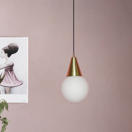 Brass Modo Ceiling Pendant Light - Post Modern 1 Milk White Glass Suspension Lamp