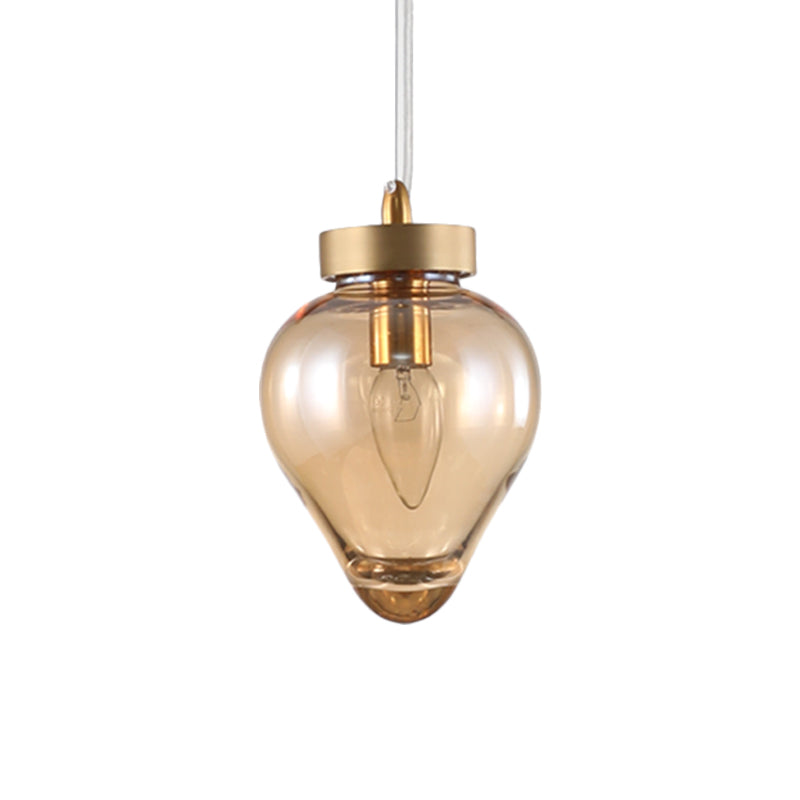 Waterdrop Pendant Dining Room Light - Blue/Champagne Glass Modern Ceiling Lamp