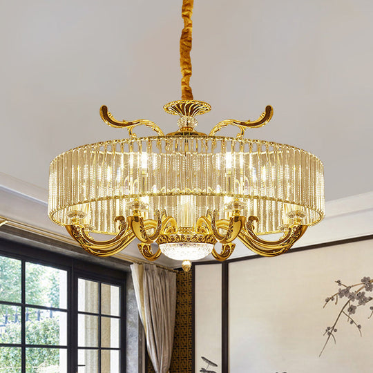 Modern Gold Crystal Circle Pendant Chandelier - 6/8 Lights Suspended Ceiling Lamp 8 /