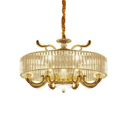 Modern Gold Crystal Block Chandelier Pendant With 6/8 Lights - Stylish Ceiling Suspension Lamp