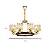 Modern Metal Ring Chandelier With Crystal Shade - 6/8 Bulb Pendant Light Fixture For Living Room