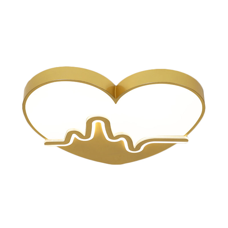 Macaron Heartbeat Acrylic Led Flushmount Ceiling Lamp - White/Pink/Gold Child Bedroom