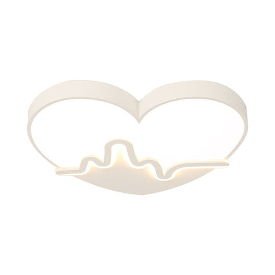 Macaron Heartbeat Acrylic Led Flushmount Ceiling Lamp - White/Pink/Gold Child Bedroom