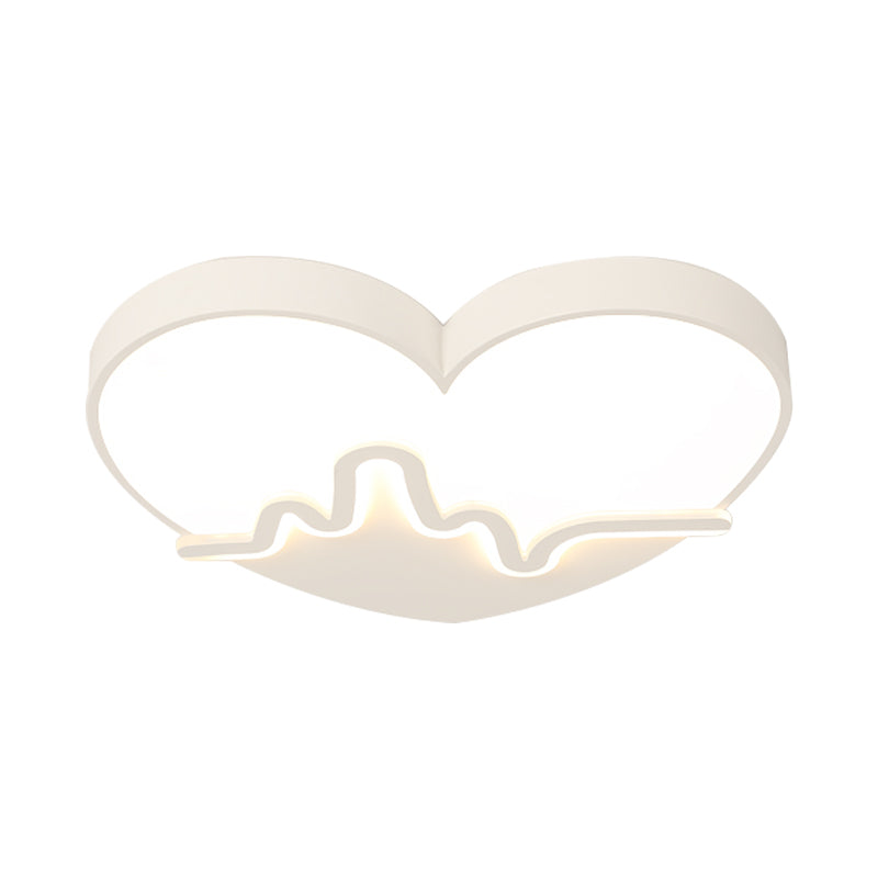 Macaron Heartbeat Acrylic Led Flushmount Ceiling Lamp - White/Pink/Gold Child Bedroom