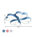 Iron Clover Flush Ceiling Light In Macaron White/Blue/Pink Led Mount With Acrylic Shade - Ideal For