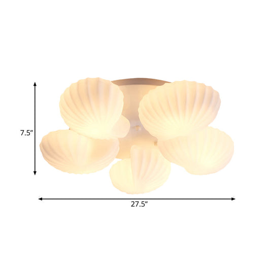 Nautical Glass Scallop Shell Flush Light - 3/5 - Light Mount Ceiling Lighting For Living Room