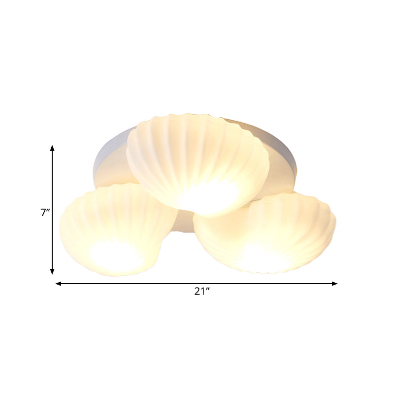 Nautical Glass Scallop Shell Flush Light - 3/5 - Light Mount Ceiling Lighting For Living Room