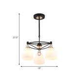 Contemporary Black Chandelier With Cream Glass And Crystal Droplets - 3/6 Lights For Living Room
