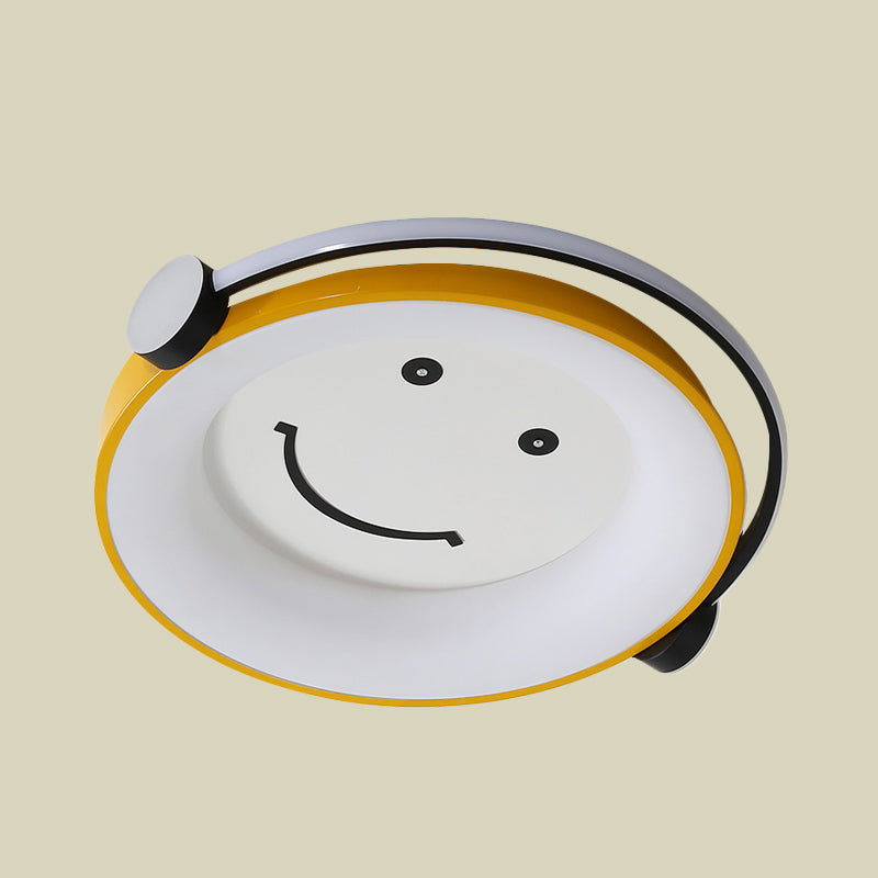 Cartoon Kid Flush Light Led Ceiling Lamp In Yellow - Acrylic Music-Themed For Childs Bedroom