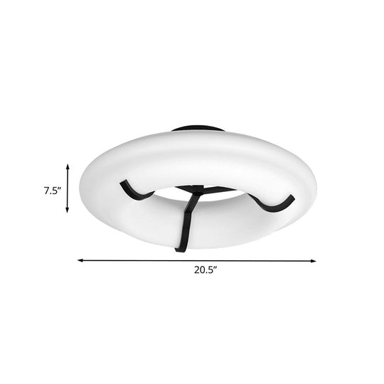 Lifebuoy White Child Playroom Ceiling Lamp - Led Flush Mount Light Fixture