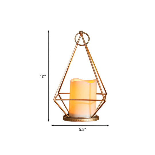 Childrens Gold Diamond/Triangle/Hexagon Battery-Powered Led Night Lamp With Iron Cage And Inner