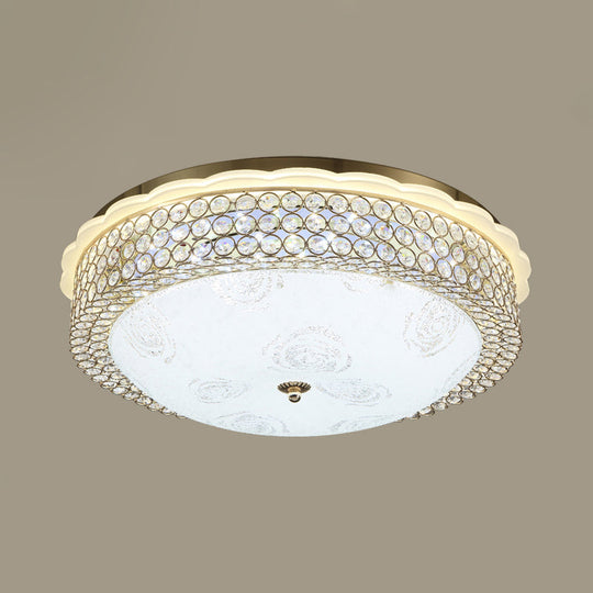 Led Crystal Bead Flushmount Lamp For Foyer - Modernist Circle Design 16’/19.5’ Wide