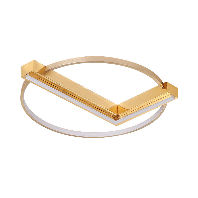 Minimalist Gold Flush Mount Led Ceiling Light Fixture Aluminum 18/23.5 Width - Ideal For Living Room