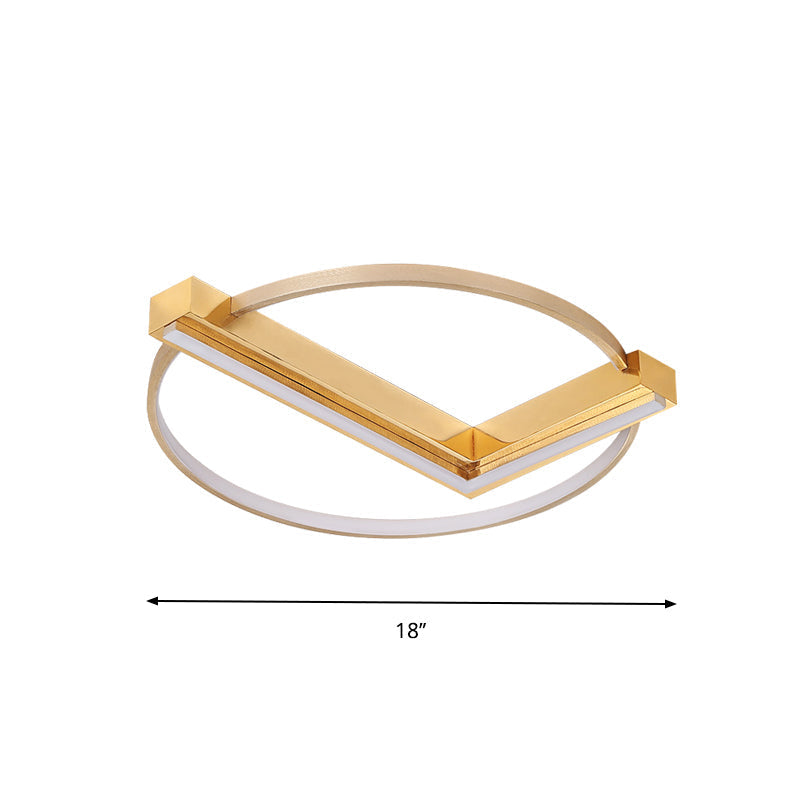 Minimalist Gold Flush Mount Led Ceiling Light Fixture Aluminum 18/23.5 Width - Ideal For Living Room