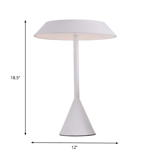 Touch Dimmer Desk Lamp - Conical Frustum Design Simple Iron White Reading Book Light