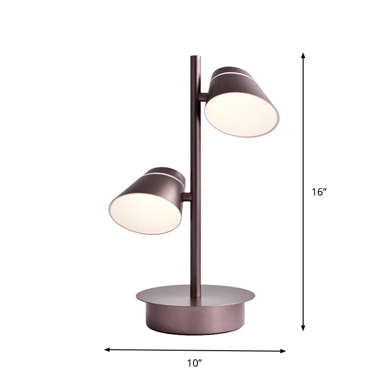 Swivelable Angled Cone Shade Night Lamp - Modern Metal Bedside Table Lighting (Coffee)