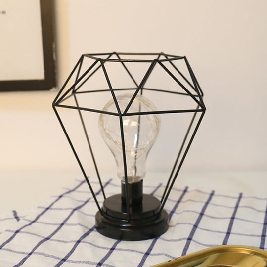 Macaron Diamond/Geometric Led Nightstand Lamp For Girls Room In Black/Pink With Glow String Black /