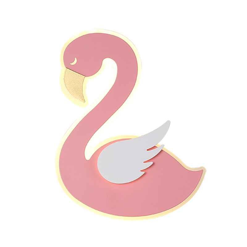 Swan Wall Lamp Cartoon Led Flush Mount Sconce - Pink Left/Right Facing Ideal For Baby Room
