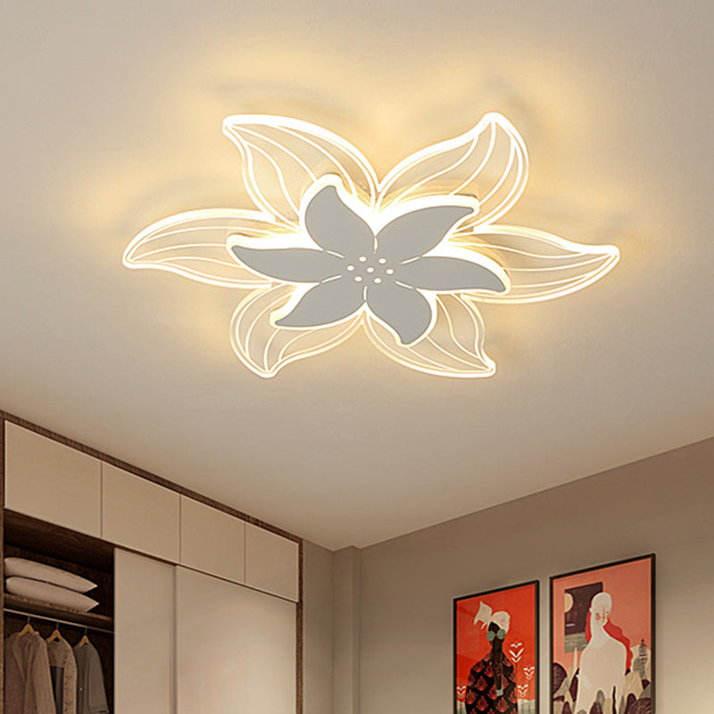 Ultrathin Led Ceiling Flush Mount Light - White Petal Acrylic Design For Bedroom